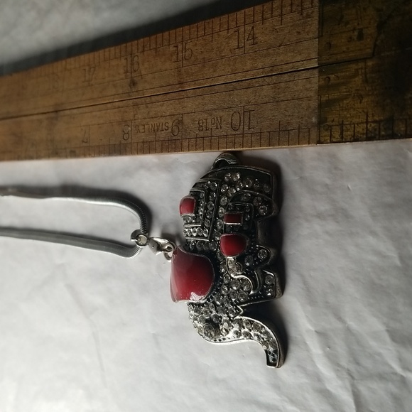 Red Enamel And Rhinestone Elephant Pendant - Picture 5 of 6